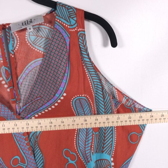 Tibi NEW YORK 100% SILK LooseTop Slightly Fitted Skirt Mini Dress Paisley Size 0 - Picture 5 of 11